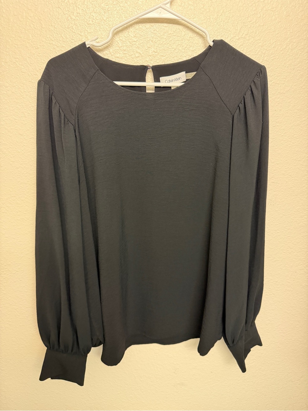 Calvin Klein Charcoal Gray Long-Sleeve Blouse